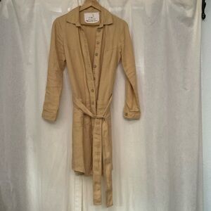 notPERFECTLINEN Linen OTTAWA button down shirt dress, coat, jacket, Camel, S/M